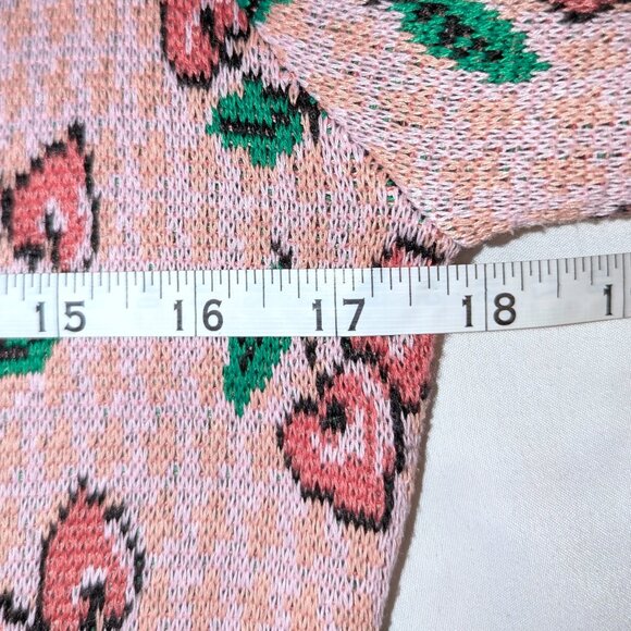 Unique Vintage | Pink Cherry Hearts Cardigan | Size Medium - Picture 11 of 12